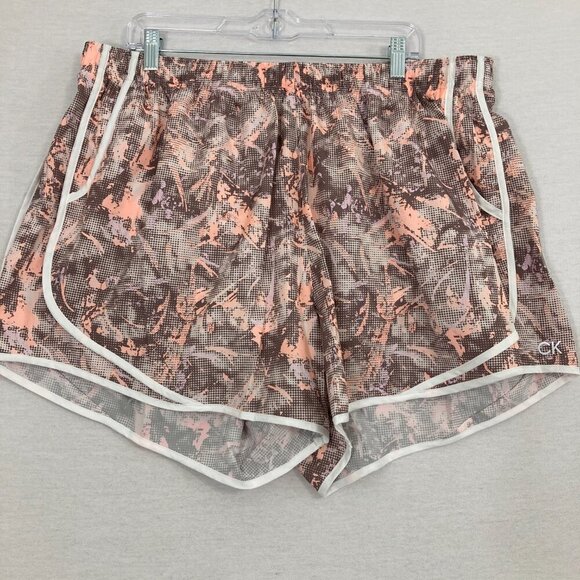 New Calvin Klein Performance Pink Brown Abstract Activewear Pull-on Shorts 2X - Picture 1 of 12